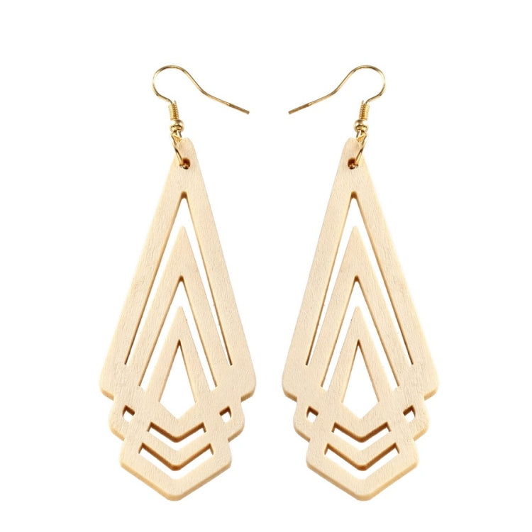 1 Pair Natural Wooden Earrings Geometic Hollow Triangle Personality Simple Fashion Jewelry For Woman