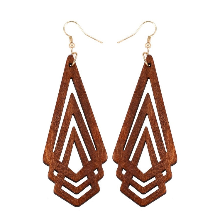 1 Pair Natural Wooden Earrings Geometic Hollow Triangle Personality Simple Fashion Jewelry For Woman