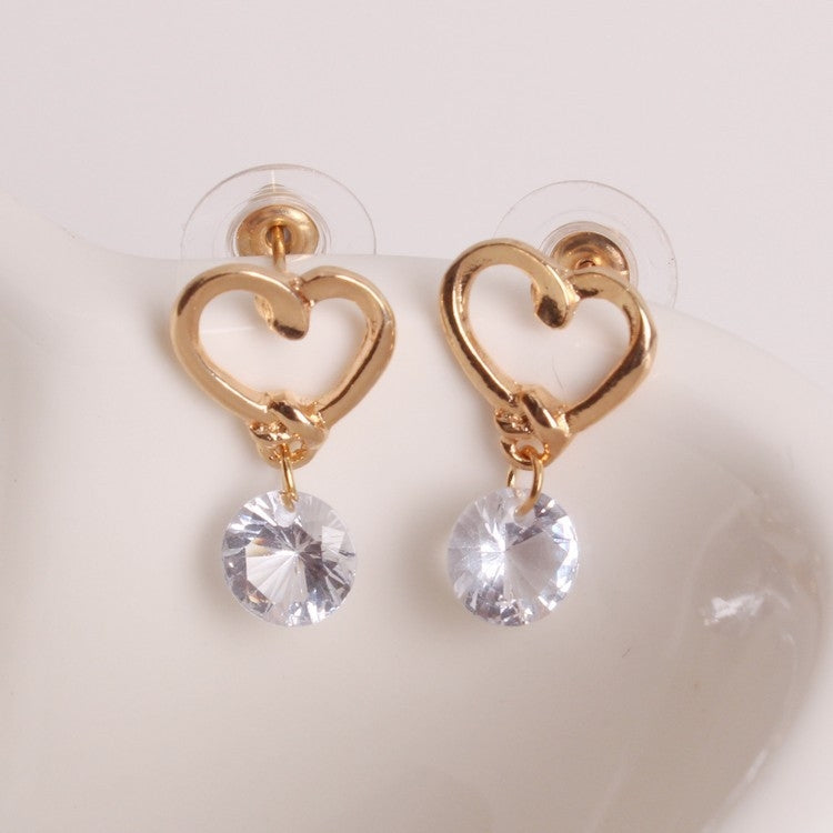 2 PCS Women Elegant Fashion Crystal  Heart Design Earring