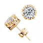 Women Crown Earrings Crystal Jewelry Double Stud Earrings, Gold + White, Gold + Purple, Silver + White, Silver + Purple