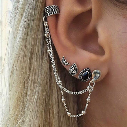 Bohemia Punk Style Vintage Crown Tassel Earring Sets for Women