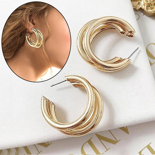 Trendy Round Small Hoop Smooth Earrings Simple Style Charm Earings For Women