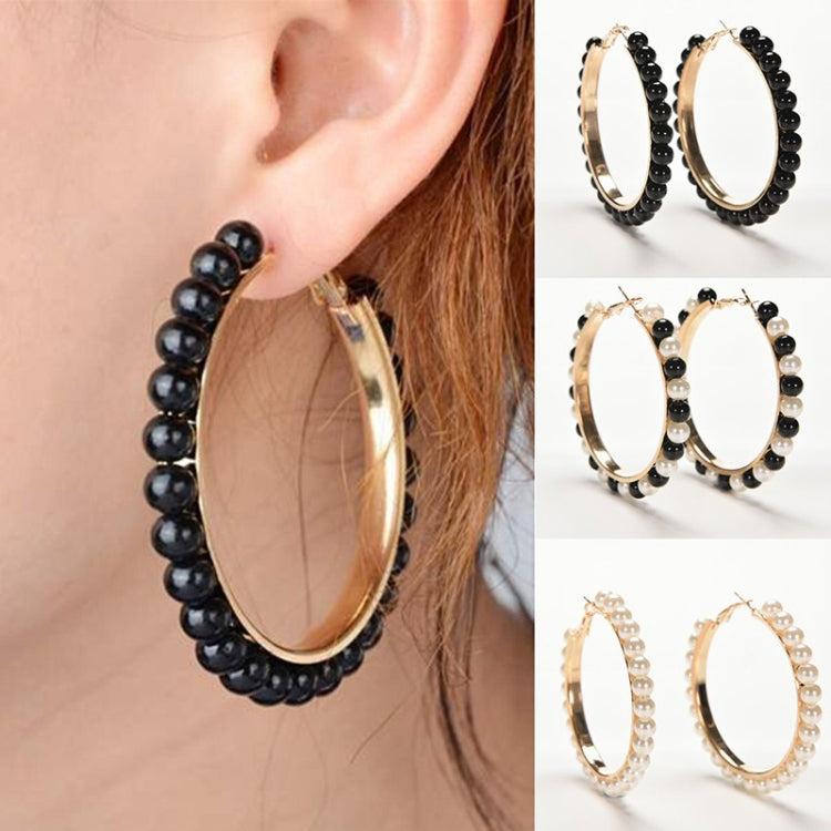 1 Pair Girls Hoop Pearl Earring With Big Circle