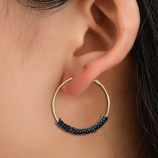 Women Hoop Earrings Ethnic Vintage Bead Boho Earrings Statement Jewelry