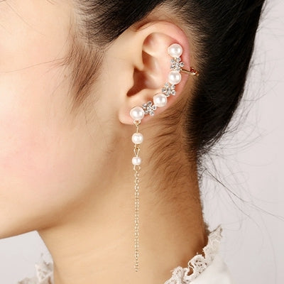 Women Fashion Tassel Left Ear Alloy Clip Earrings Snow Ear Bone Clip