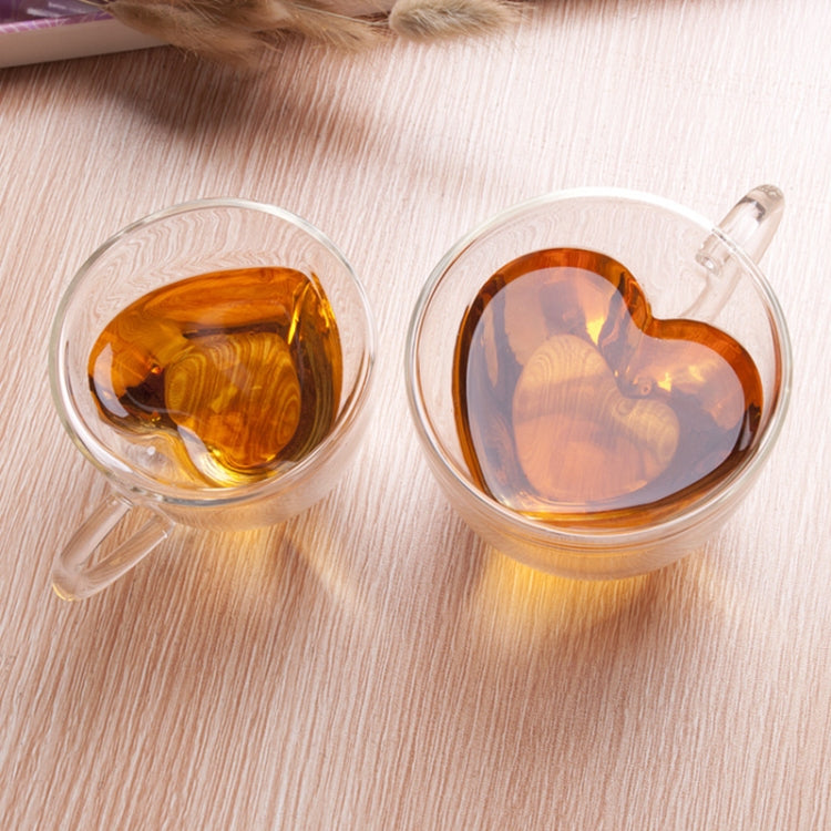 Heart Shaped Double Wall Glass Mug Resistant Transparent Tea Cups