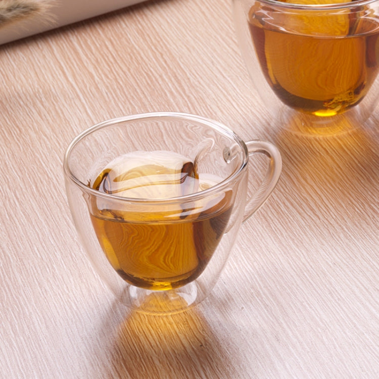 Heart Shaped Double Wall Glass Mug Resistant Transparent Tea Cups