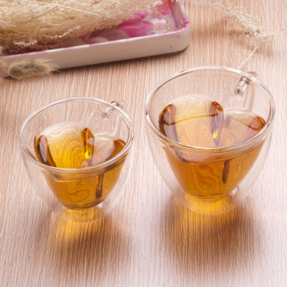 Heart Shaped Double Wall Glass Mug Resistant Transparent Tea Cups