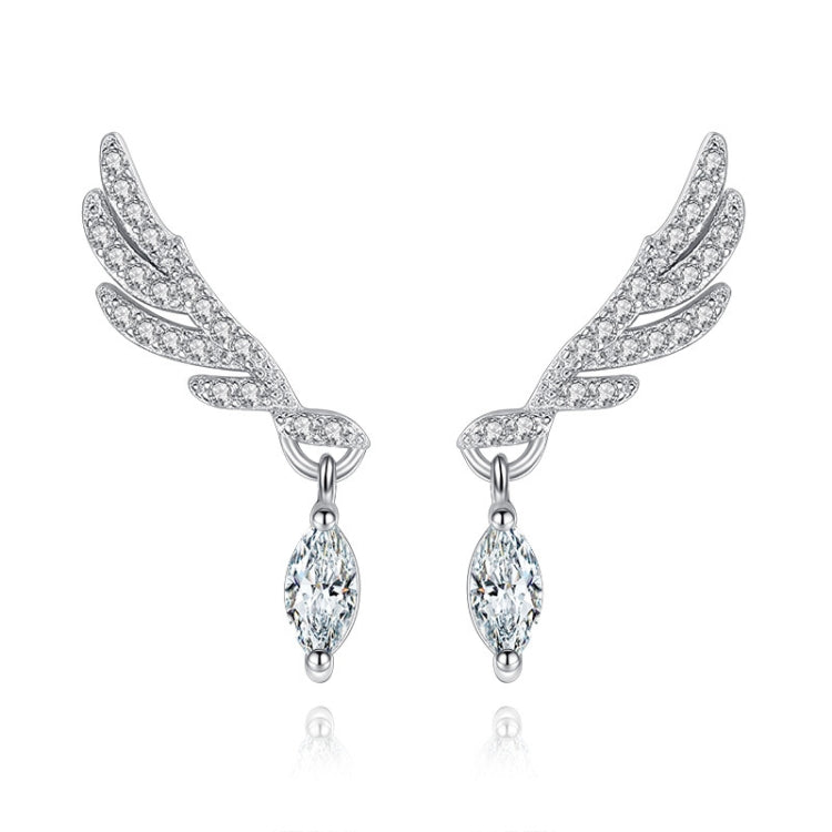 925 Sterling Silver Fashion Elegant Zircon Wings Earrings For Women