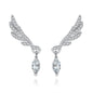 925 Sterling Silver Fashion Elegant Zircon Wings Earrings For Women