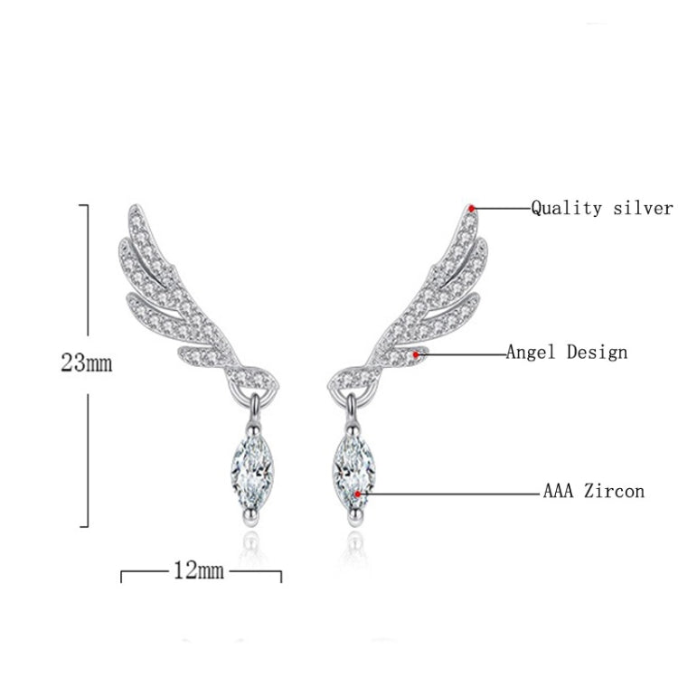 925 Sterling Silver Fashion Elegant Zircon Wings Earrings For Women