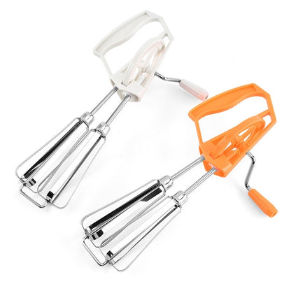 Double Rotation Hand Whisk Egg Beater Stainless Steel Kitchen Blender