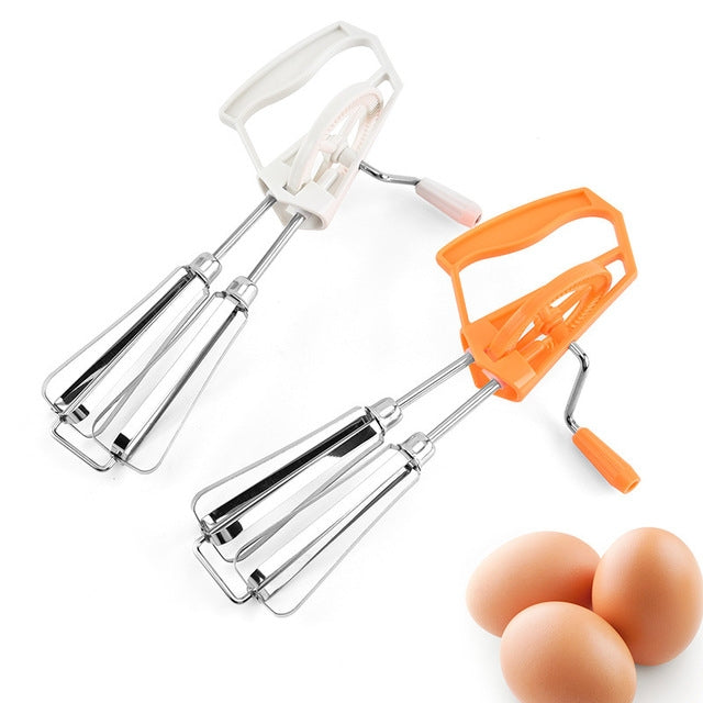 Double Rotation Hand Whisk Egg Beater Stainless Steel Kitchen Blender