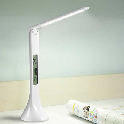 3.5W Foldable Dimmable Calendar Temperature Alarm Clock LED Table Lamp Night Reading Light