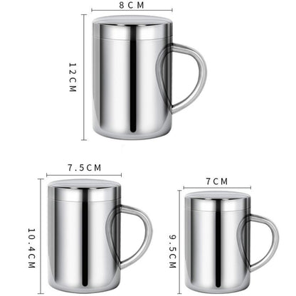 304 Stainless Steel Double Insulation Coffee Drink Milk Water Mugs Durable Drinking Cup with Lid