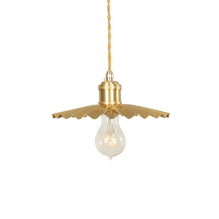 Vintage Nostalgic Brass Pleated Chandelier