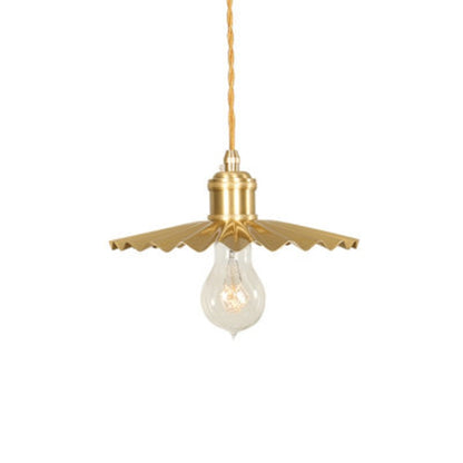 Vintage Nostalgic Brass Pleated Chandelier