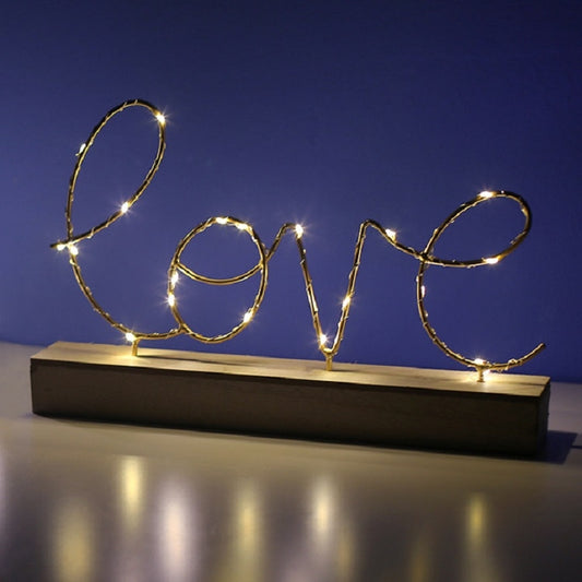 LED Little Night Light Bedroom Bedside Wrought Iron Wooden Home Decoration Birthday Gift