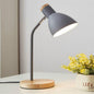 E27 Button Switch Wood Table Lamp Metal Shade Desk Light Bedside Reading Book Light Home Decor