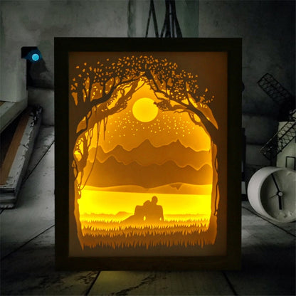 3D Paper Carving Lamp Couple Light Shadow Paper Carved Night Light