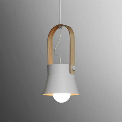 Wood Grain Creative Simple Personality Restaurant Chandelier Single Head Study Bedroom Macaron Bar Small Lamp without Light Source