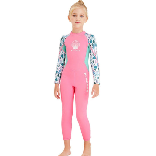 DIVE & SAIL M150556K Shell Pattern Children Diving Suit One-piece Swimsuit Snorkeling Surfing Anti-jellyfish Clothing