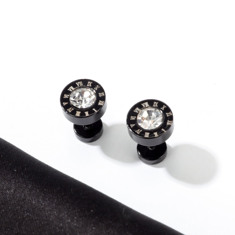 1 Pair OPK 600 Street Retro Men Numerals Round Diamond Earrings