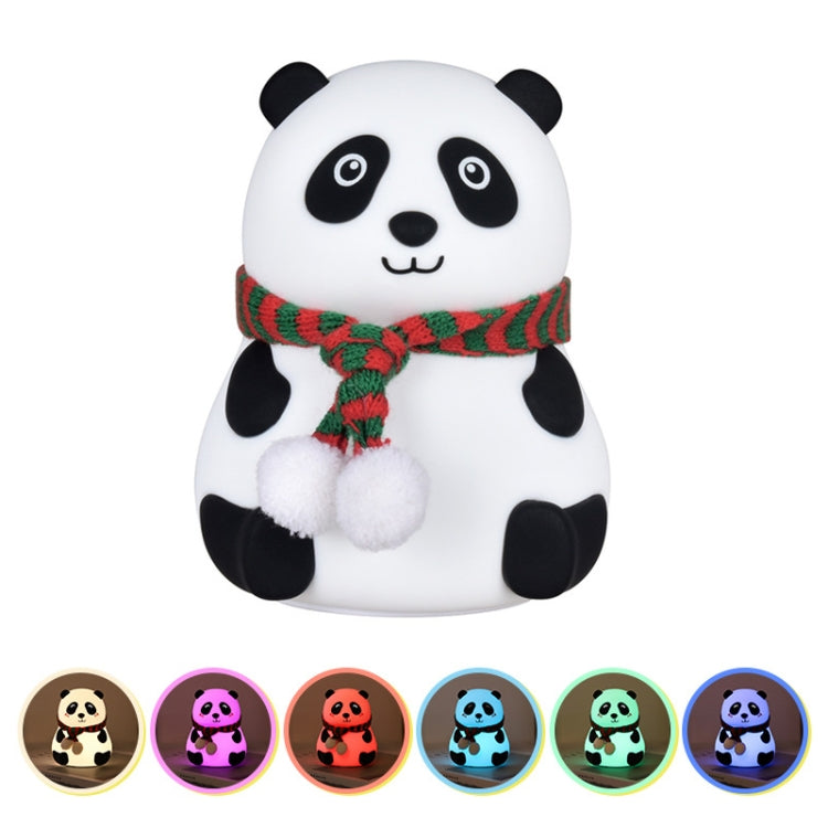 Cute Panda Night Light USB Charging Touch Control Colorful Silicone Bedside Lamp