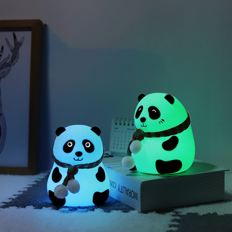 Cute Panda Night Light USB Charging Touch Control Colorful Silicone Bedside Lamp