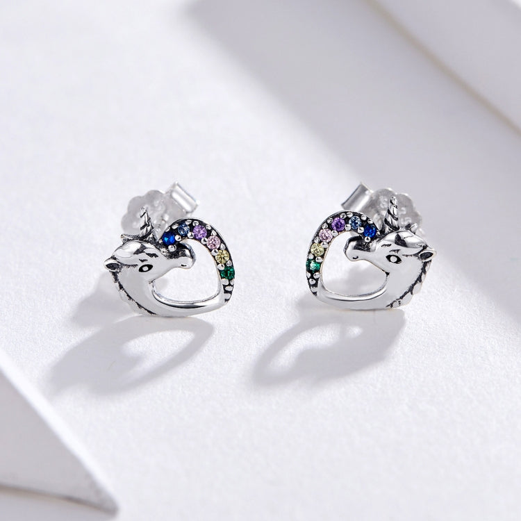 Silver Stud Earrings Silver Earrings Colored Zircon Silver Stud Earrings, SCE611