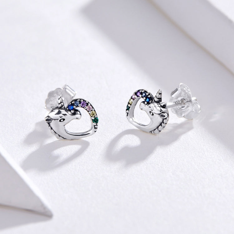 Silver Stud Earrings Silver Earrings Colored Zircon Silver Stud Earrings, SCE611