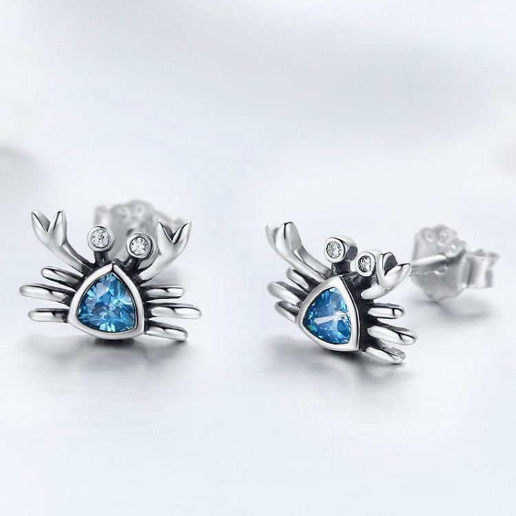 Little Crab S925 Sterling Silver Earrings with Gemstone Heart-shaped Earrings, SCE413