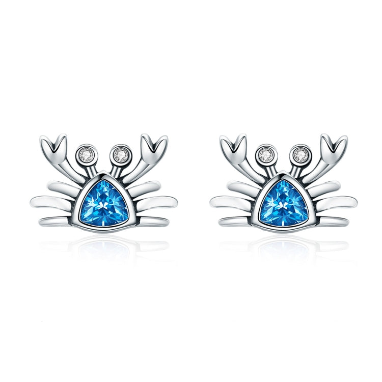 Little Crab S925 Sterling Silver Earrings with Gemstone Heart-shaped Earrings, SCE413