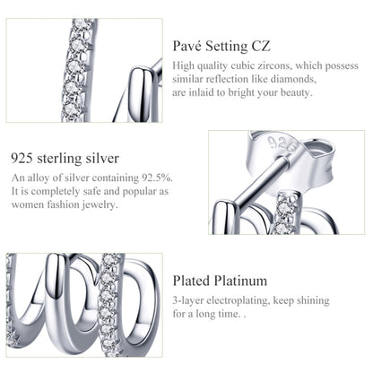 Sterling Silver Earrings Three-layer Twisted Silver Earrings Zircon Earrings, SCE585