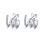 Sterling Silver Earrings Three-layer Twisted Silver Earrings Zircon Earrings, SCE585