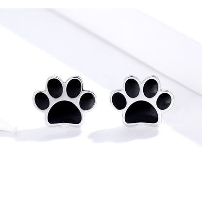 Sterling Silver Pet Paw Print Earrings Dripping Earrings, SCE757