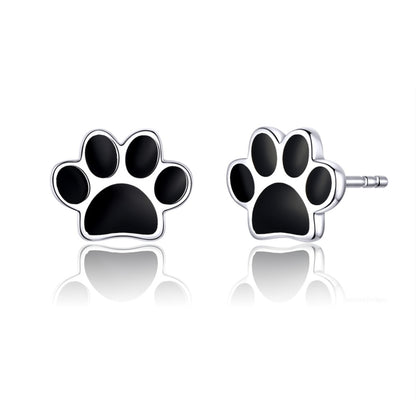 Sterling Silver Pet Paw Print Earrings Dripping Earrings, SCE757