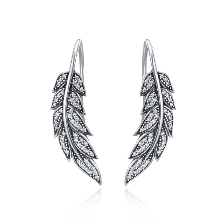 Diamond Leaf Silver Earrings Female S925 Sterling Silver Earrings, SCE215