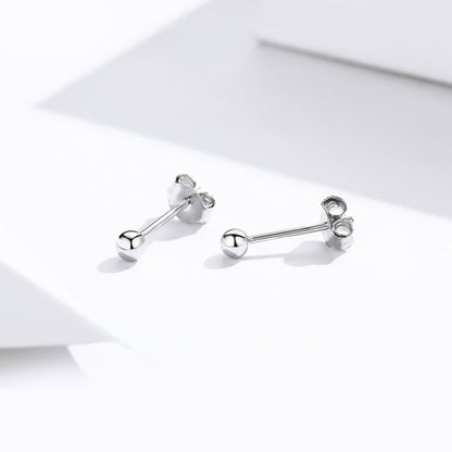 Small Ball Sterling Silver Earrings Simple Style Girl Earrings, SCE581