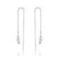 Feather Ear Line Sterling Silver Long Earrings Platinum Plated Simple Girl Earrings, SCE786