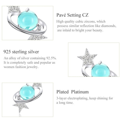 Interstellar Earrings Sterling Silver Female Platinum-plated Earrings Star Earrings, SCE701