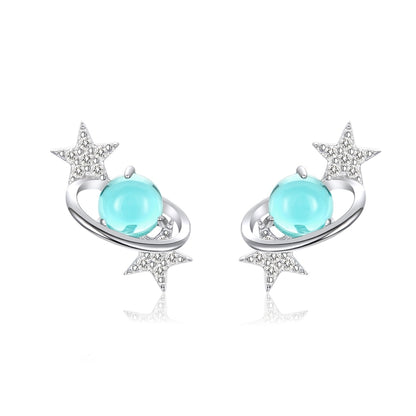 Interstellar Earrings Sterling Silver Female Platinum-plated Earrings Star Earrings, SCE701