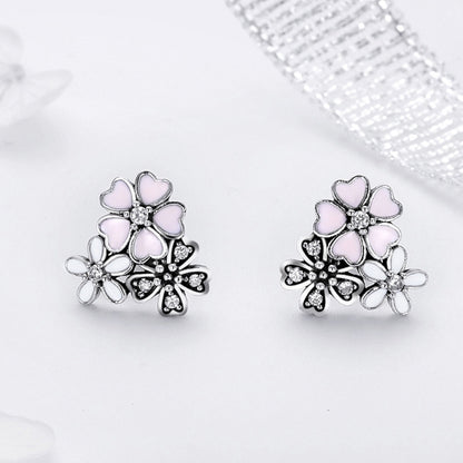 Daisy Flower Sterling Silver Earrings Temperament Female Earrings, SCE400