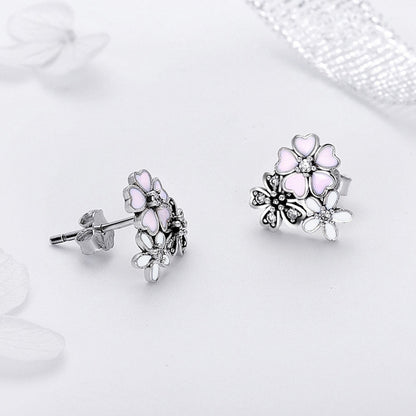 Daisy Flower Sterling Silver Earrings Temperament Female Earrings, SCE400