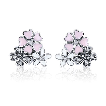 Daisy Flower Sterling Silver Earrings Temperament Female Earrings, SCE400