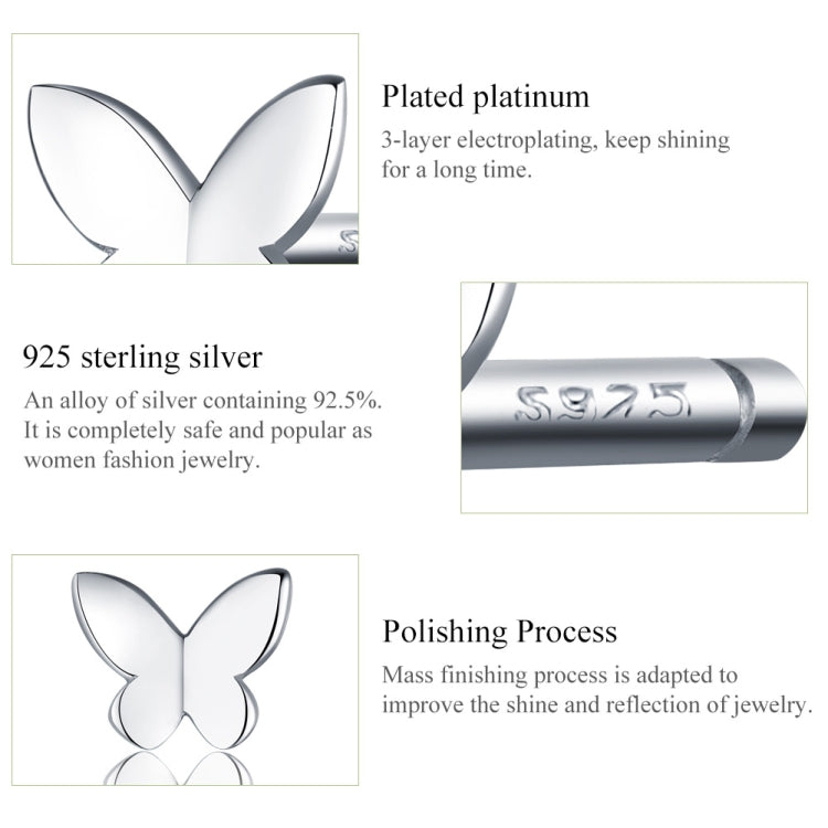 Sterling Silver Butterfly Earrings Fresh Simple and Compact Platinum-plated Girls Earrings, SCE775