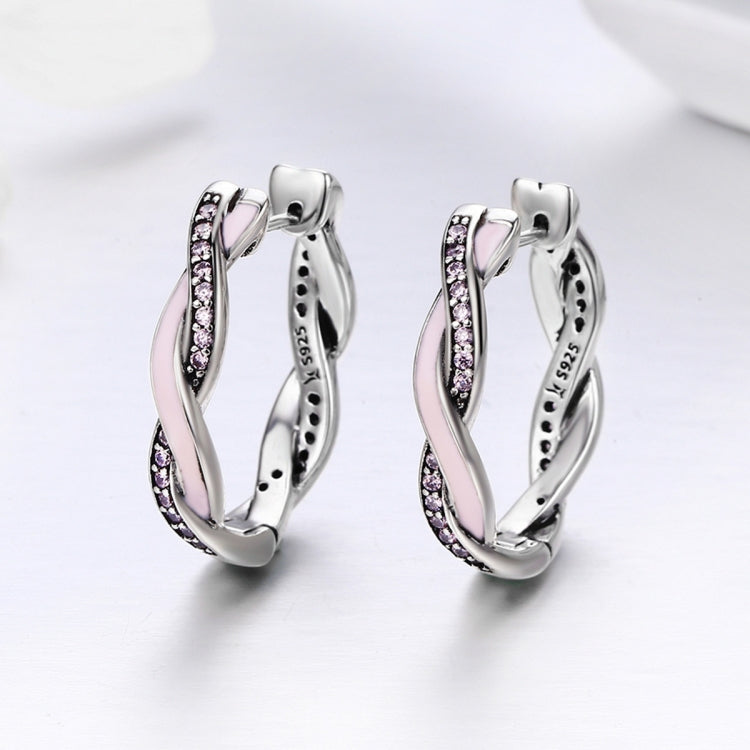 Personality Winding Pure Silver Earrings Diamond-studded Women Silver Earrings, SCE297