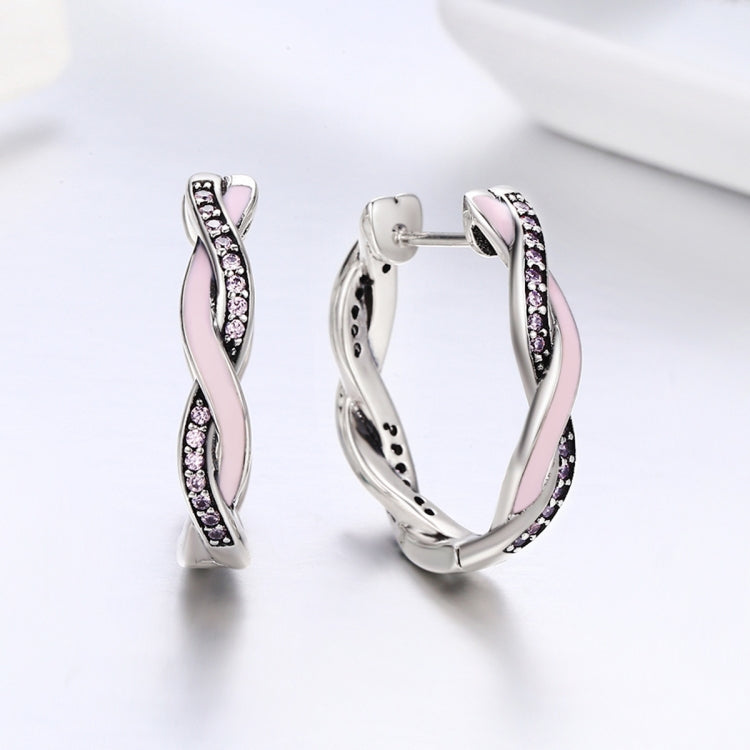 Personality Winding Pure Silver Earrings Diamond-studded Women Silver Earrings, SCE297