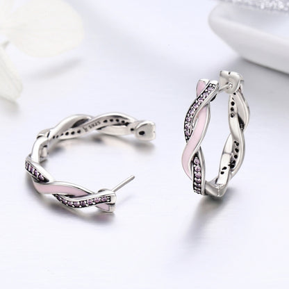 Personality Winding Pure Silver Earrings Diamond-studded Women Silver Earrings, SCE297