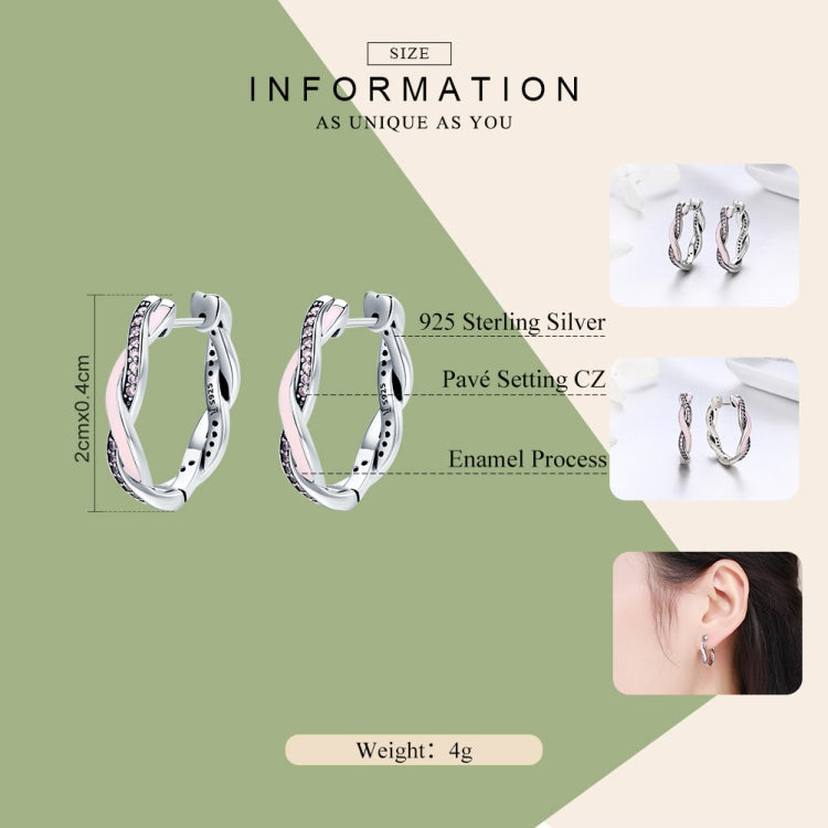 Personality Winding Pure Silver Earrings Diamond-studded Women Silver Earrings, SCE297